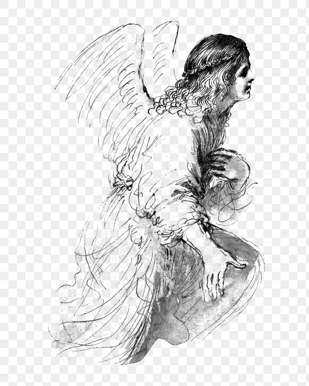 Angel png vintage illustration, transparent background. Remixed by rawpixel. 
