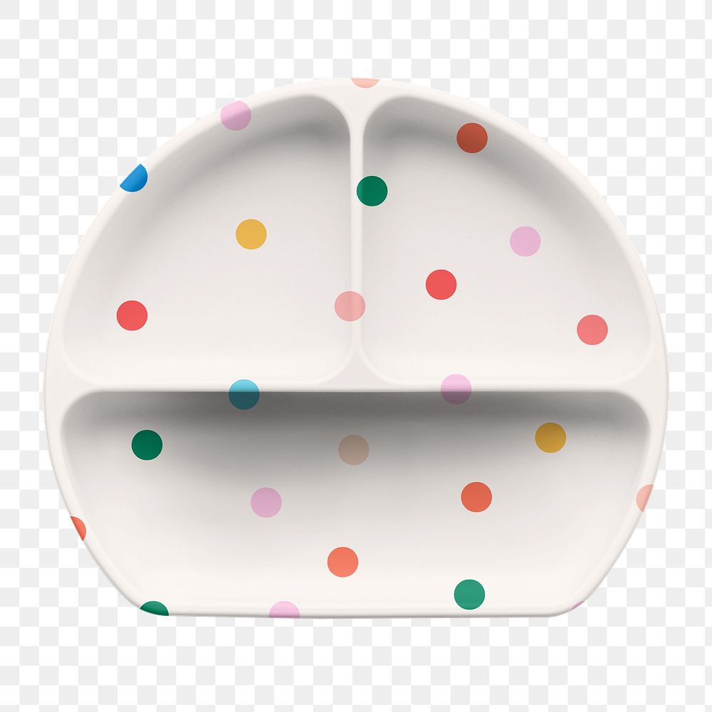 PNG Cute polka dot baby dish, transparent background