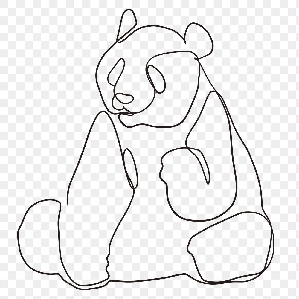 Bear png line art, transparent background