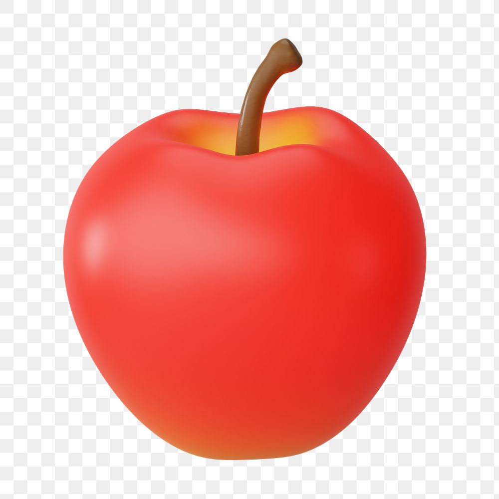 PNG 3D red apple fruit, element illustration, transparent background