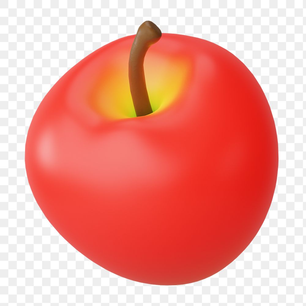 PNG 3D red apple fruit, element illustration, transparent background