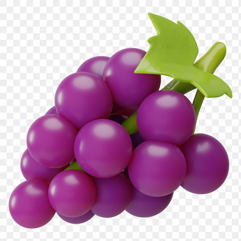 PNG 3D grapes fruit, element illustration, transparent background