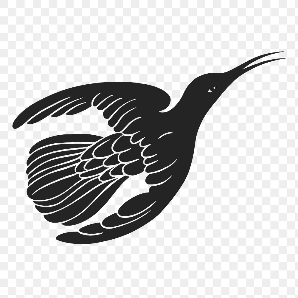 Png black bird vintage silhouette, transparent background