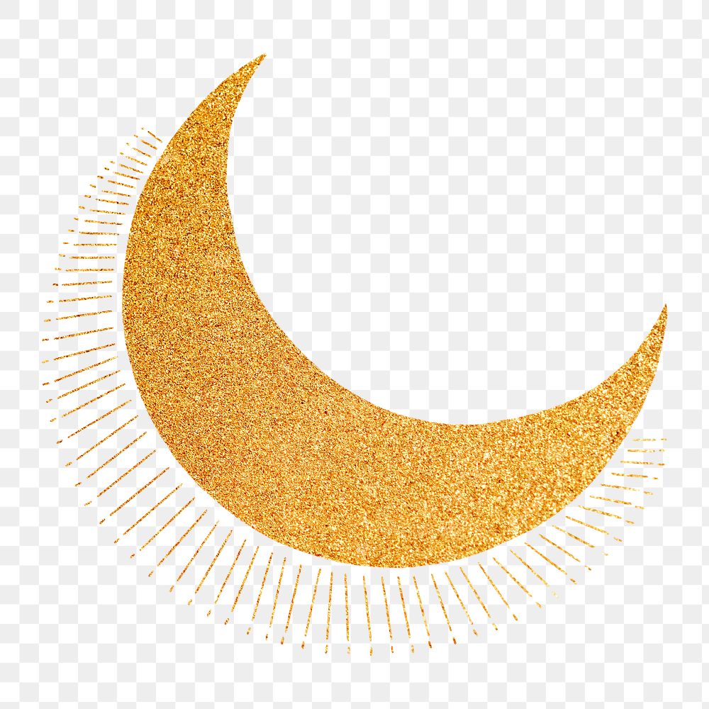 Png golden crescent moon, transparent background