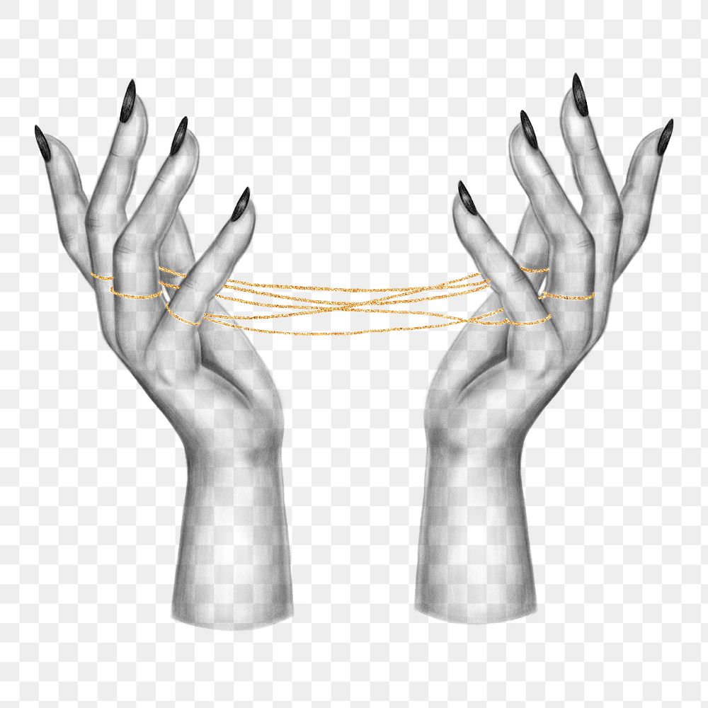 Png hand and thread illustration, transparent background