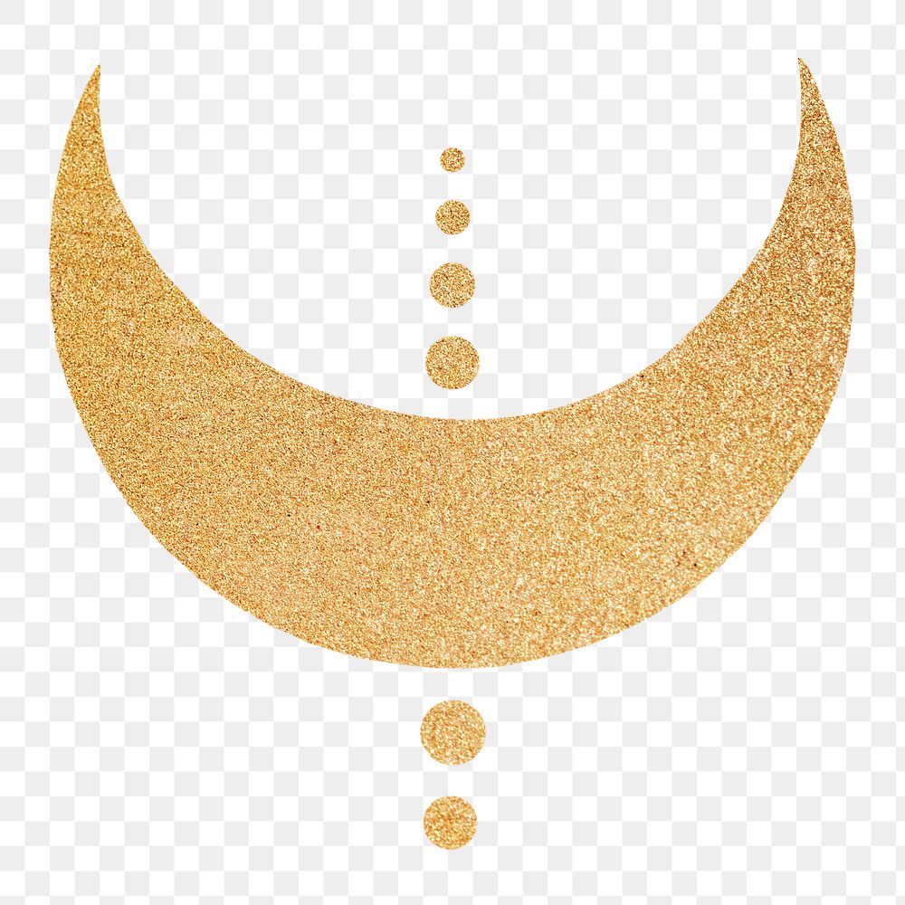 Png crescent moon, gold, transparent background