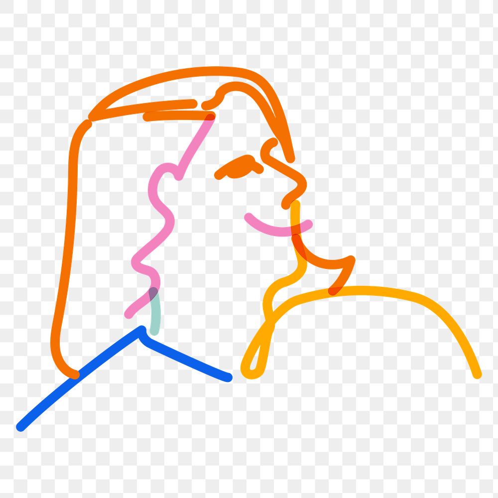 Png woman doodle line art, transparent background