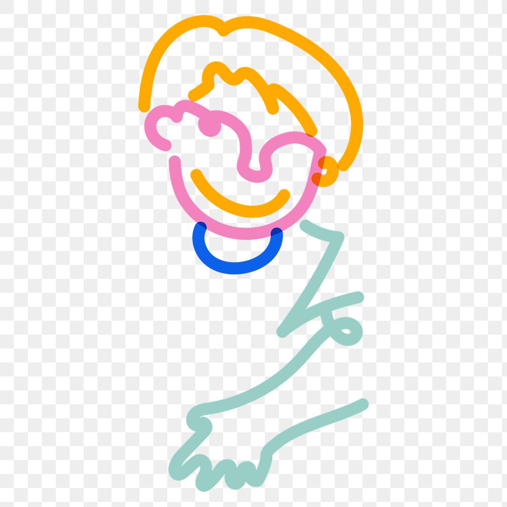 Png boy doodle line art, transparent background