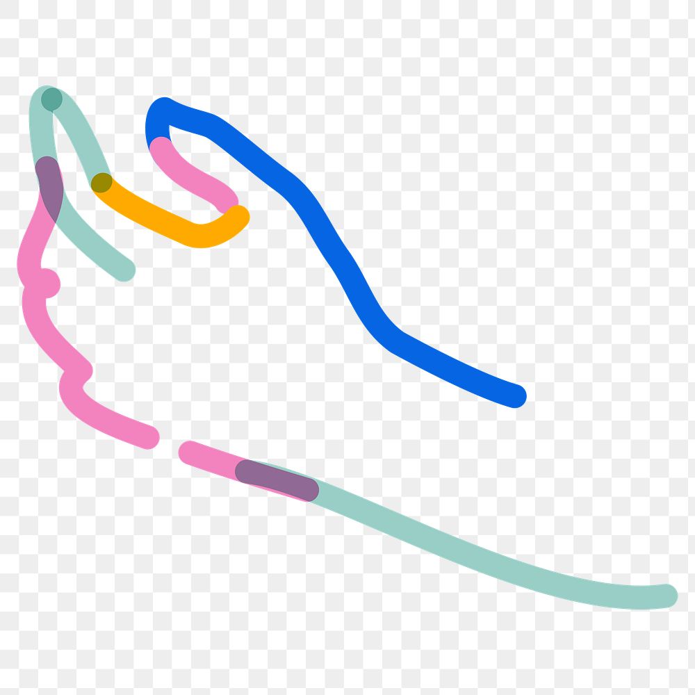 Png colorful hand doodle line art, transparent background