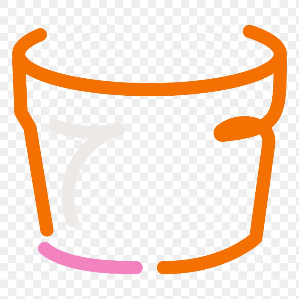 Png plant pot doodle line art, transparent background