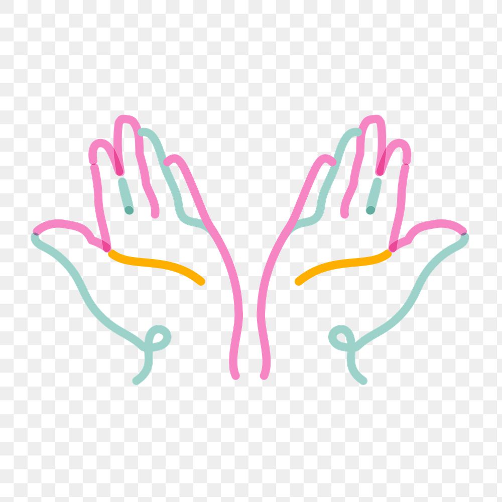 Png charity hands doodle line art, transparent background