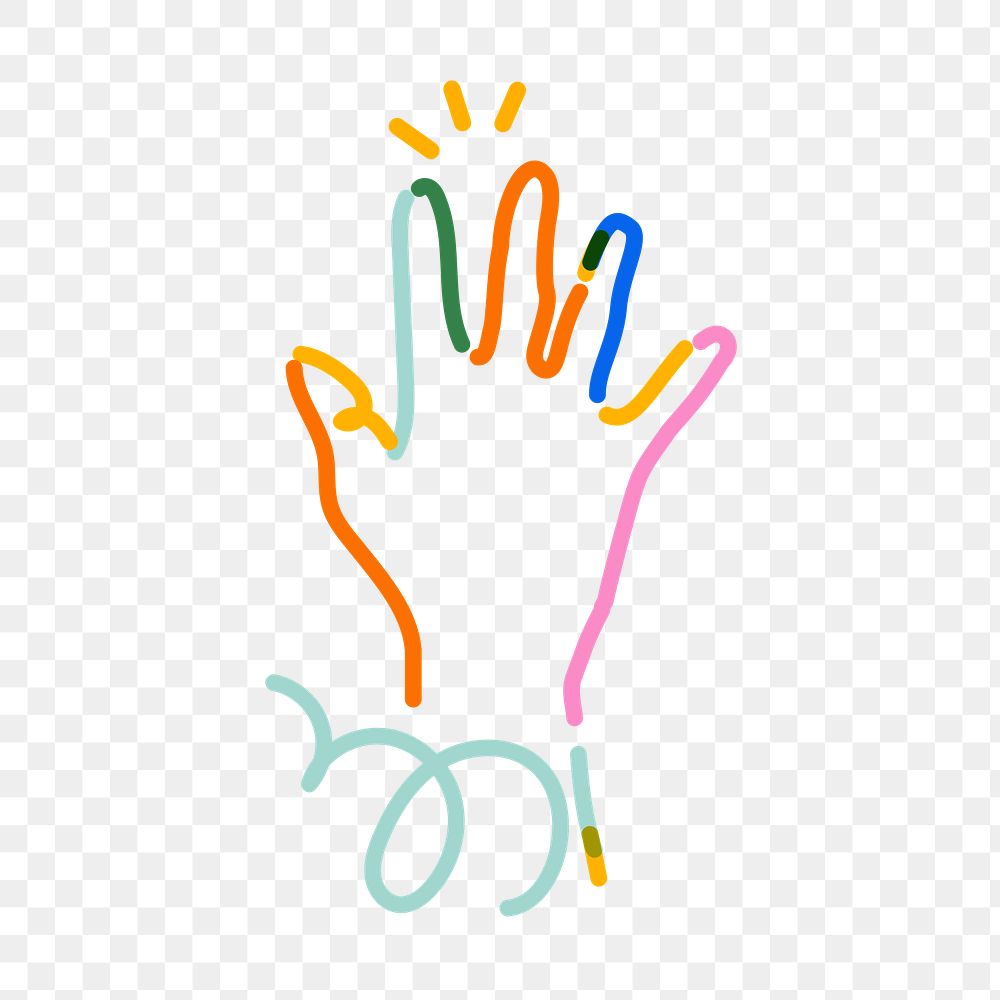 Png right hand doodle line art, transparent background