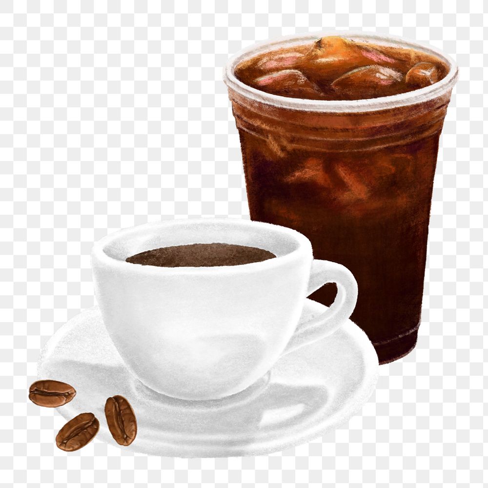 Cafe coffee png, aesthetic illustration, transparent background