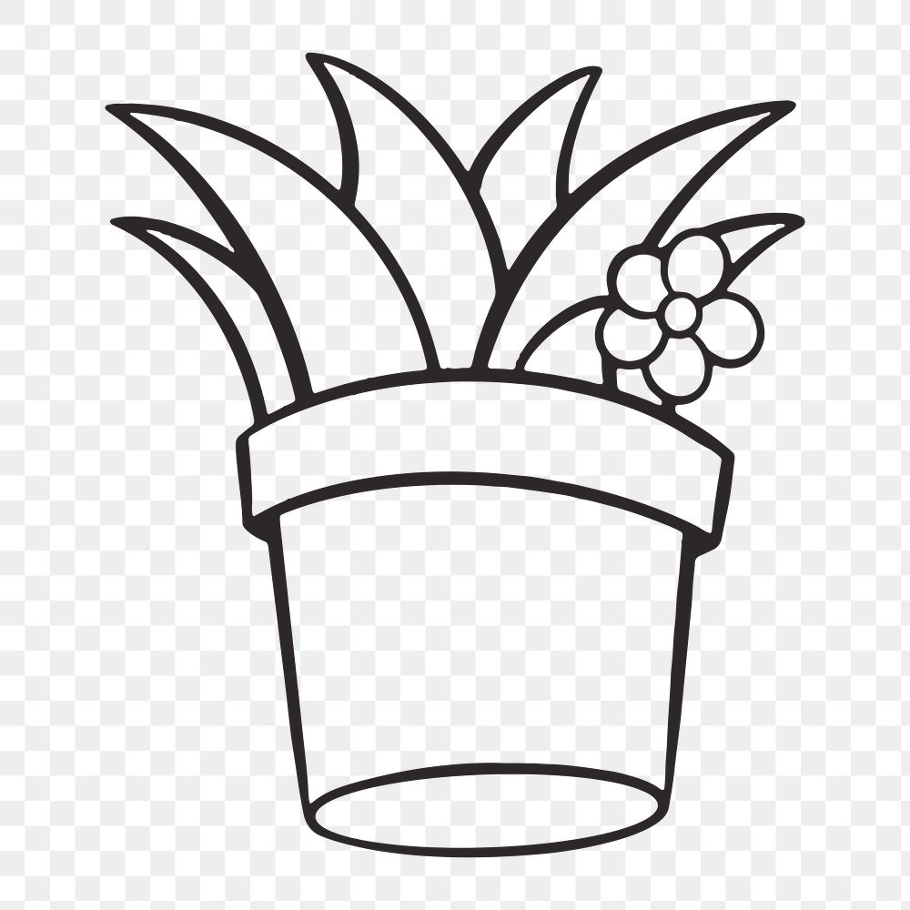 Potted plant png, retro illustration, transparent background