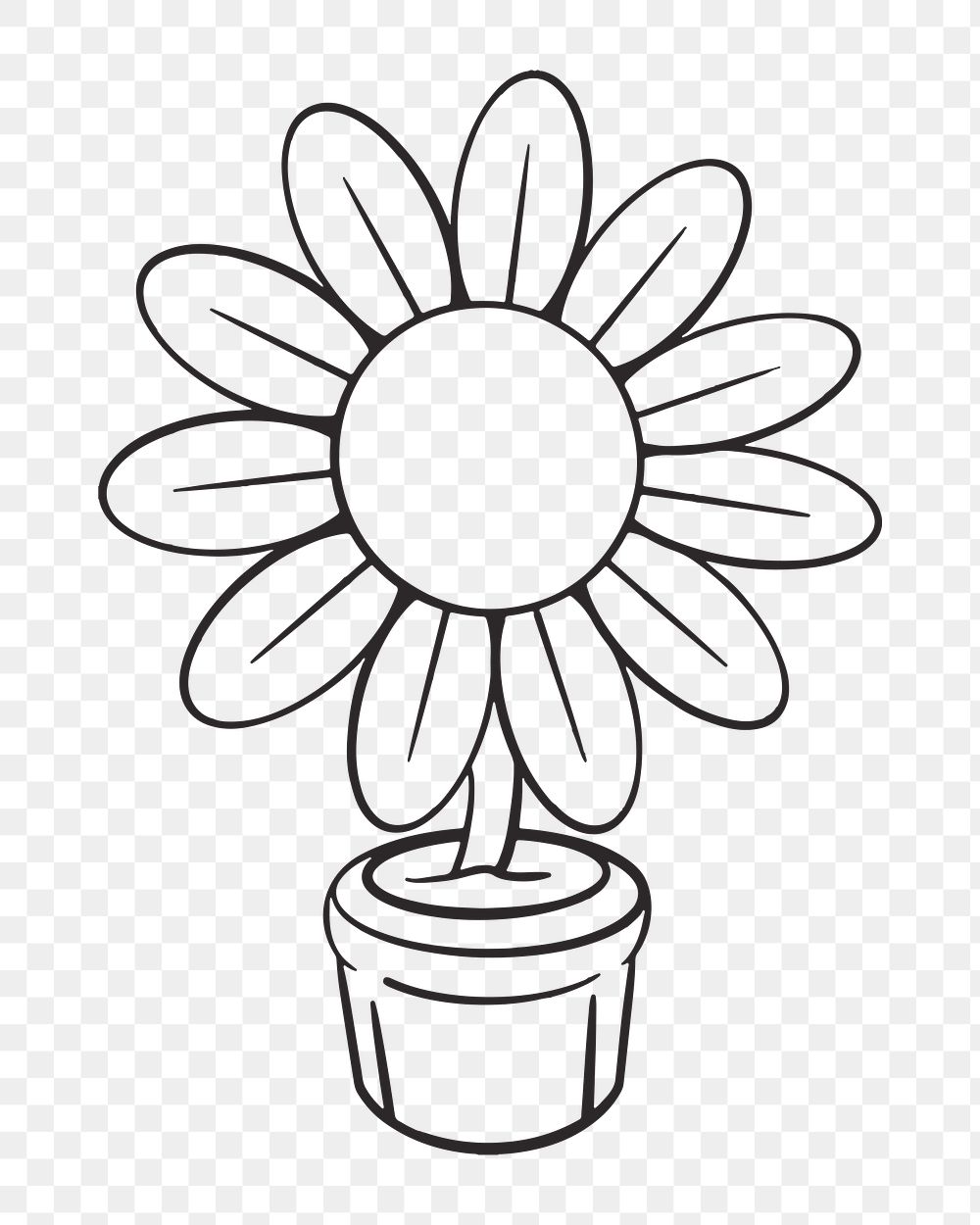 Flower pot png, retro illustration, transparent background