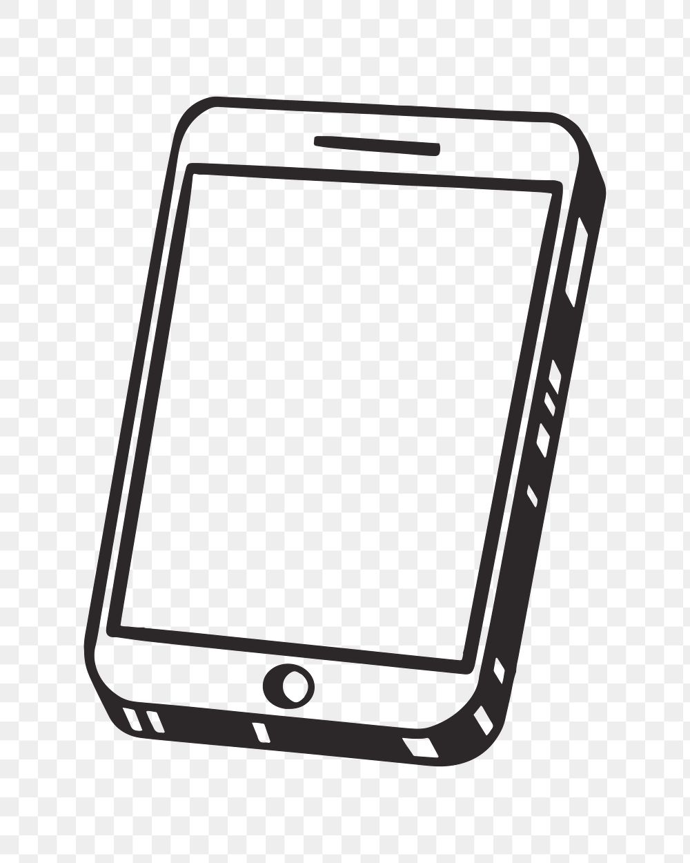 Cartoon smartphone png, retro illustration, transparent background