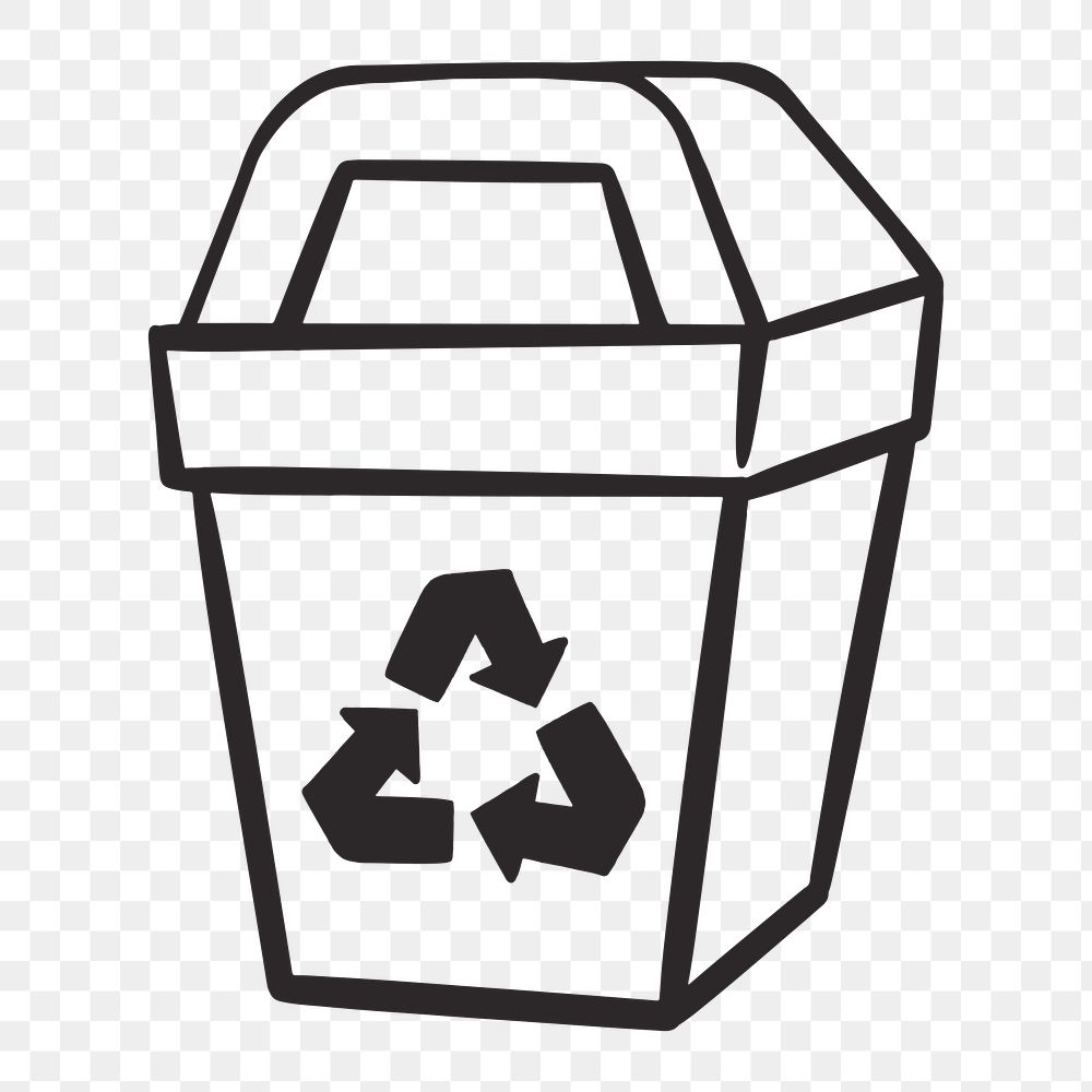 Recycling bin png, retro illustration, transparent background