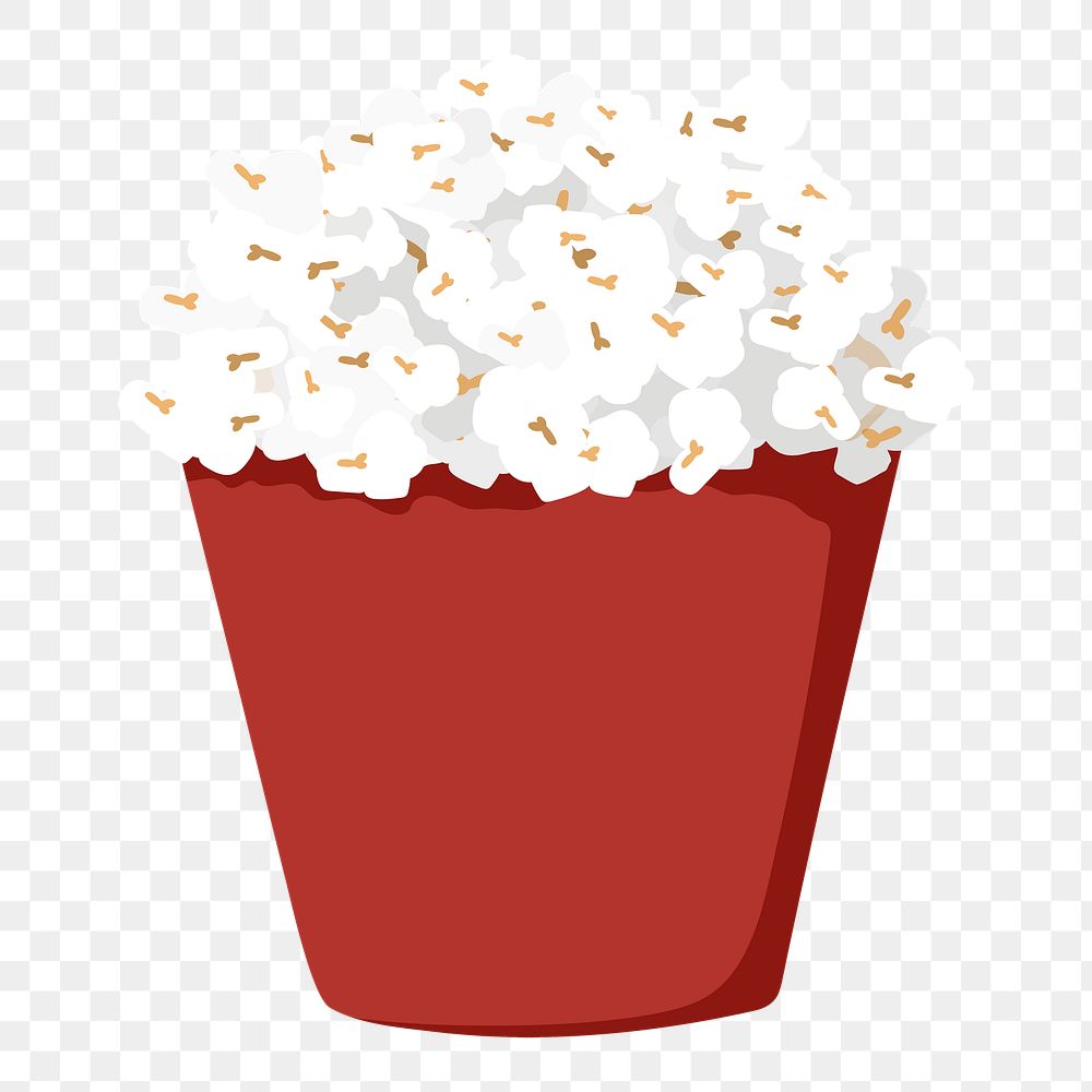 Popcorn bucket png movie snack illustration, transparent background