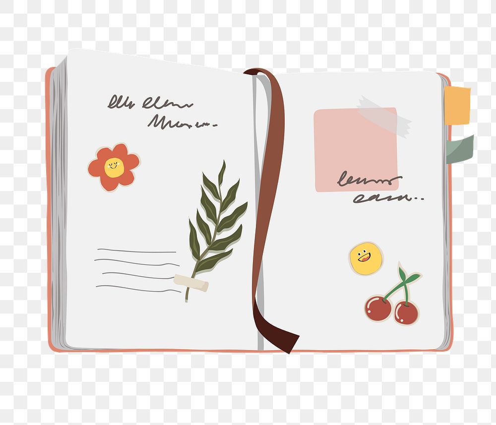 Personal journal book, cute stationery illustration