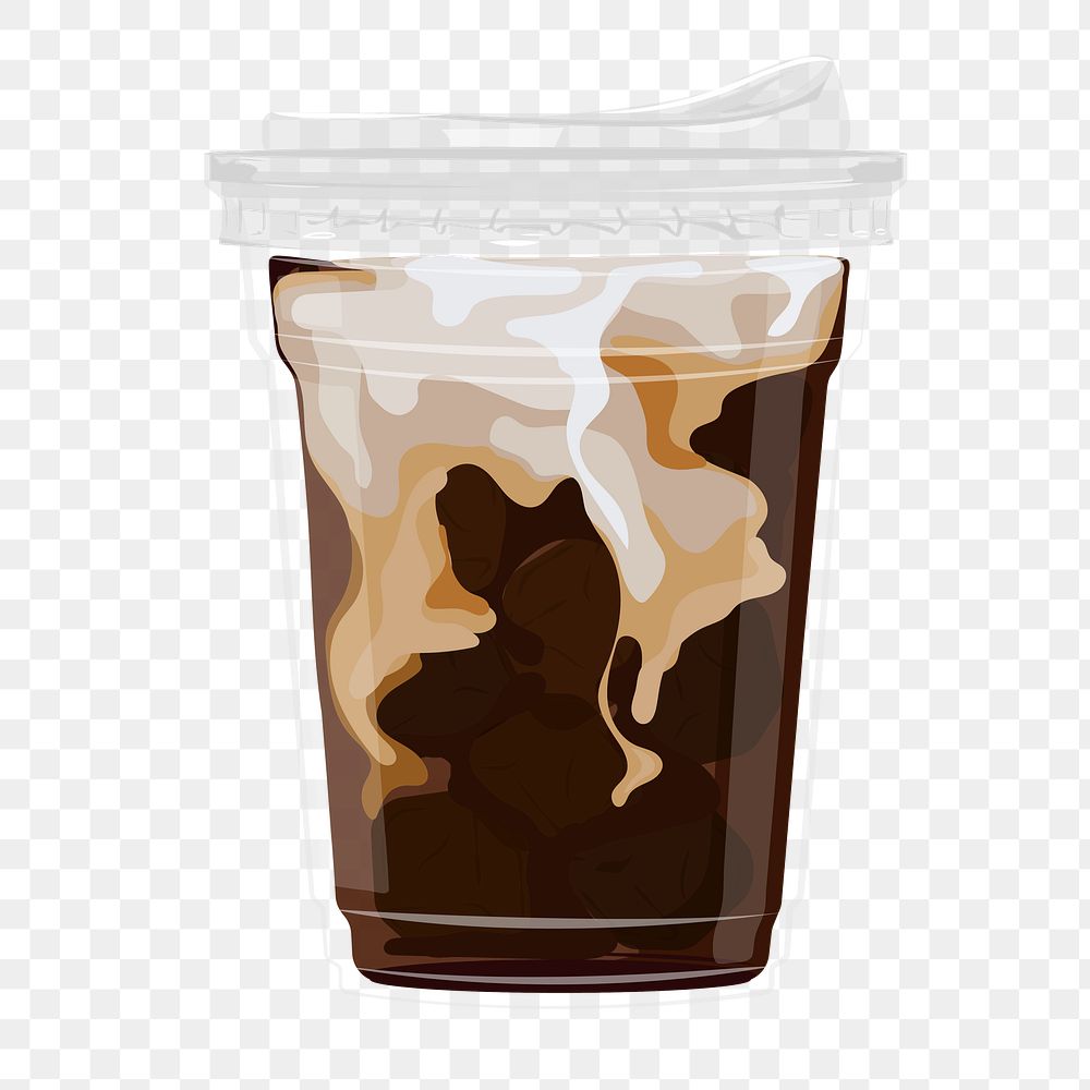 Iced latte png coffee, transparent background