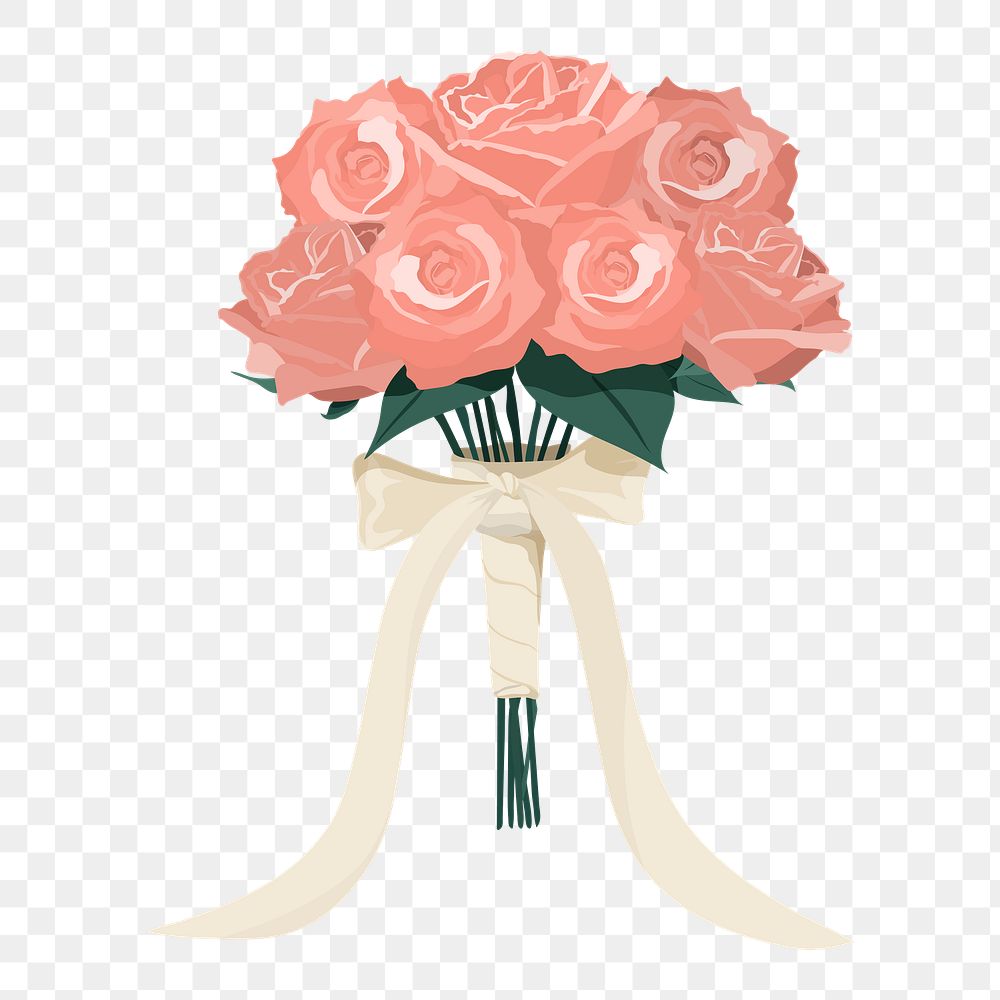 Pink roses png bouquet illustration, transparent background