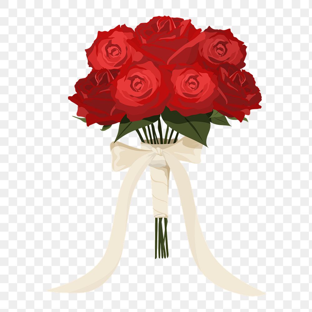 Red roses png bouquet illustration, transparent background