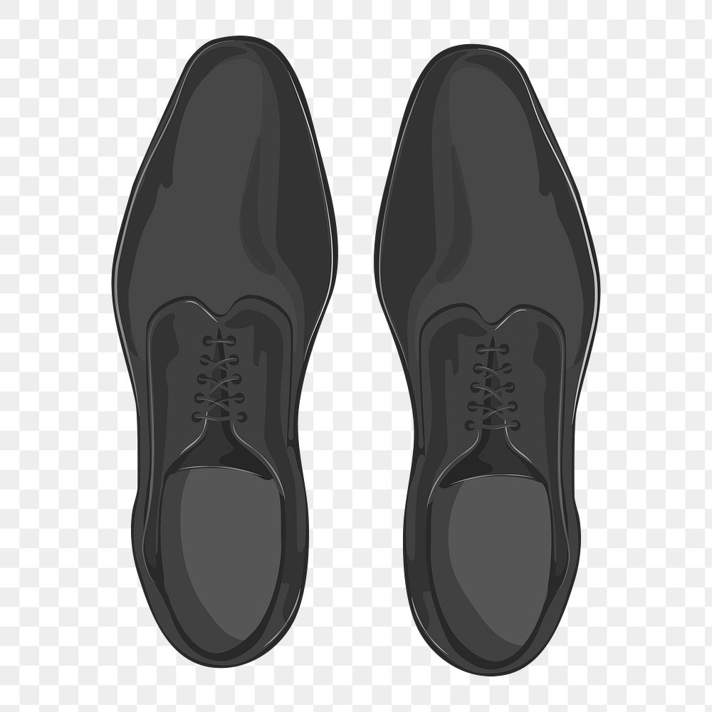 Black leather png shoes illustration, transparent background