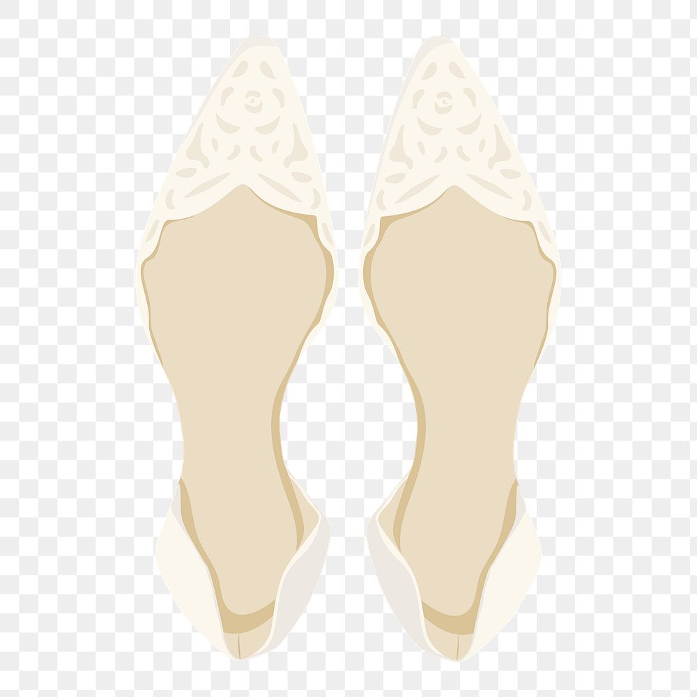 White bridal png shoes illustration, transparent background