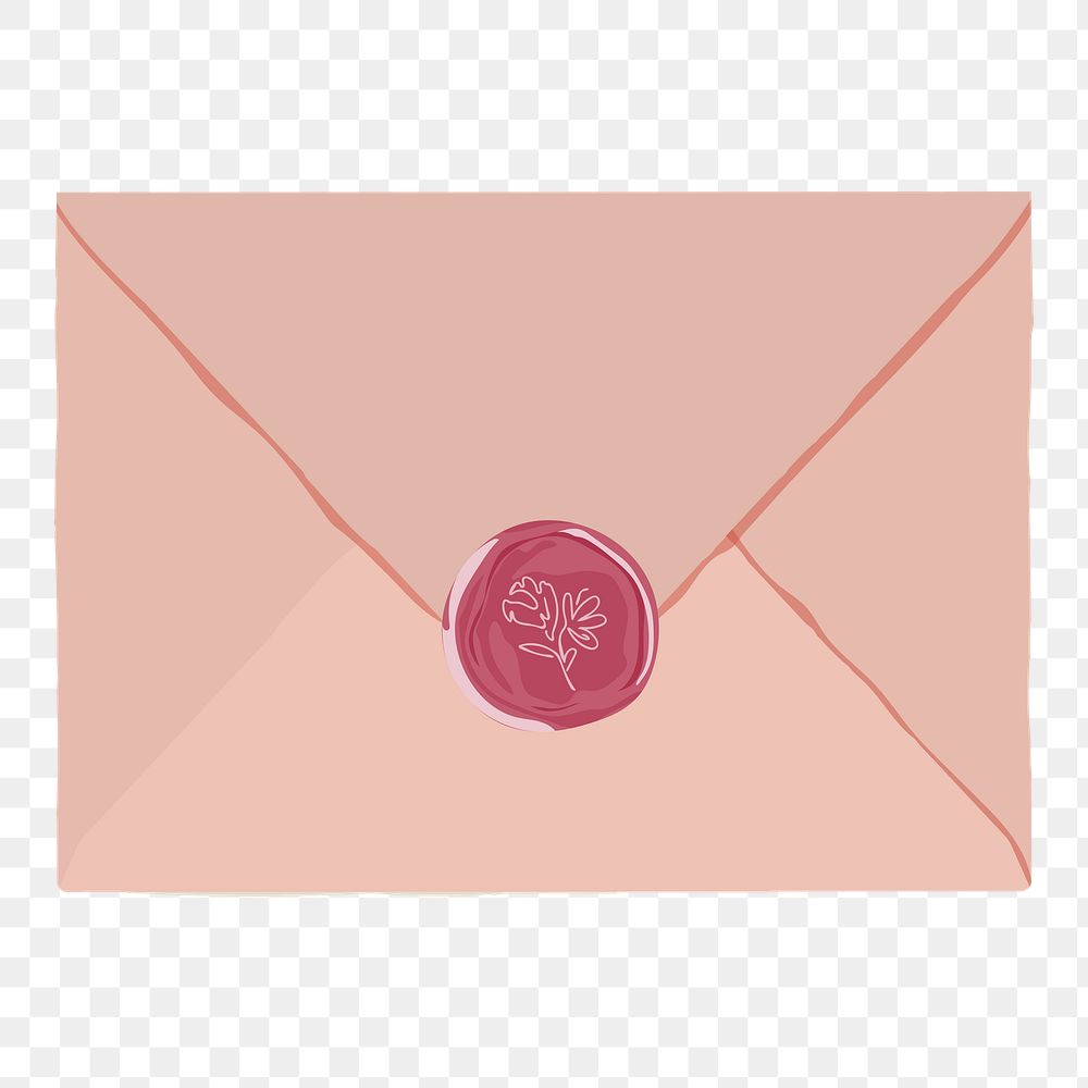 Pink sealed png envelope illustration, transparent background