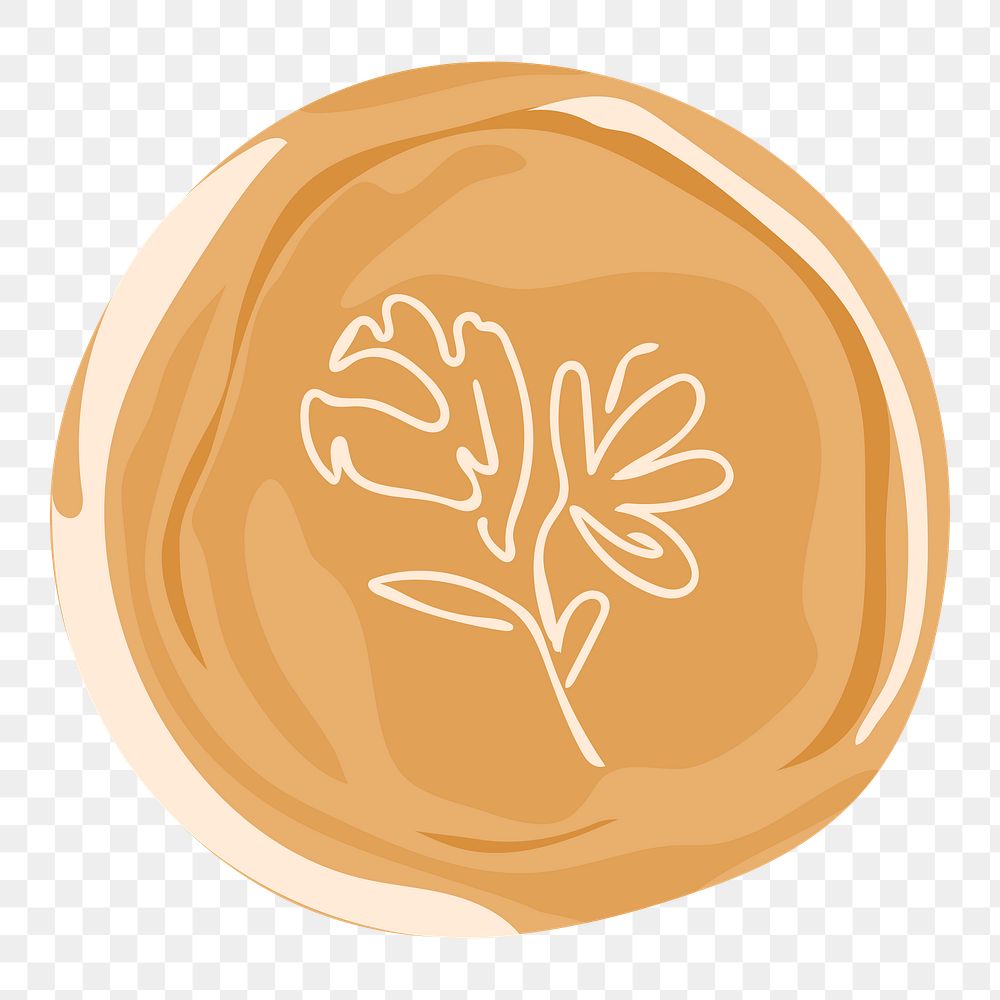 Yellow floral png wax seal illustration, transparent background