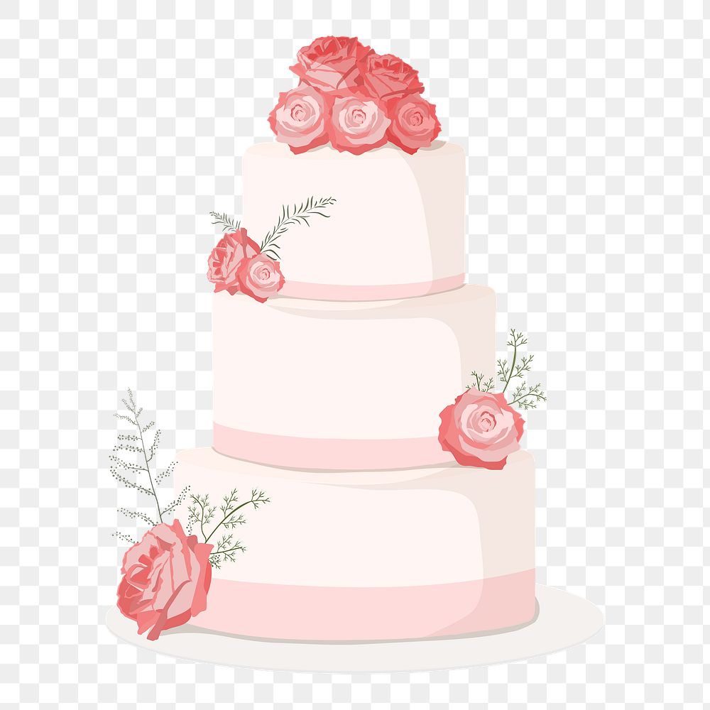 Pink png wedding cake, transparent background
