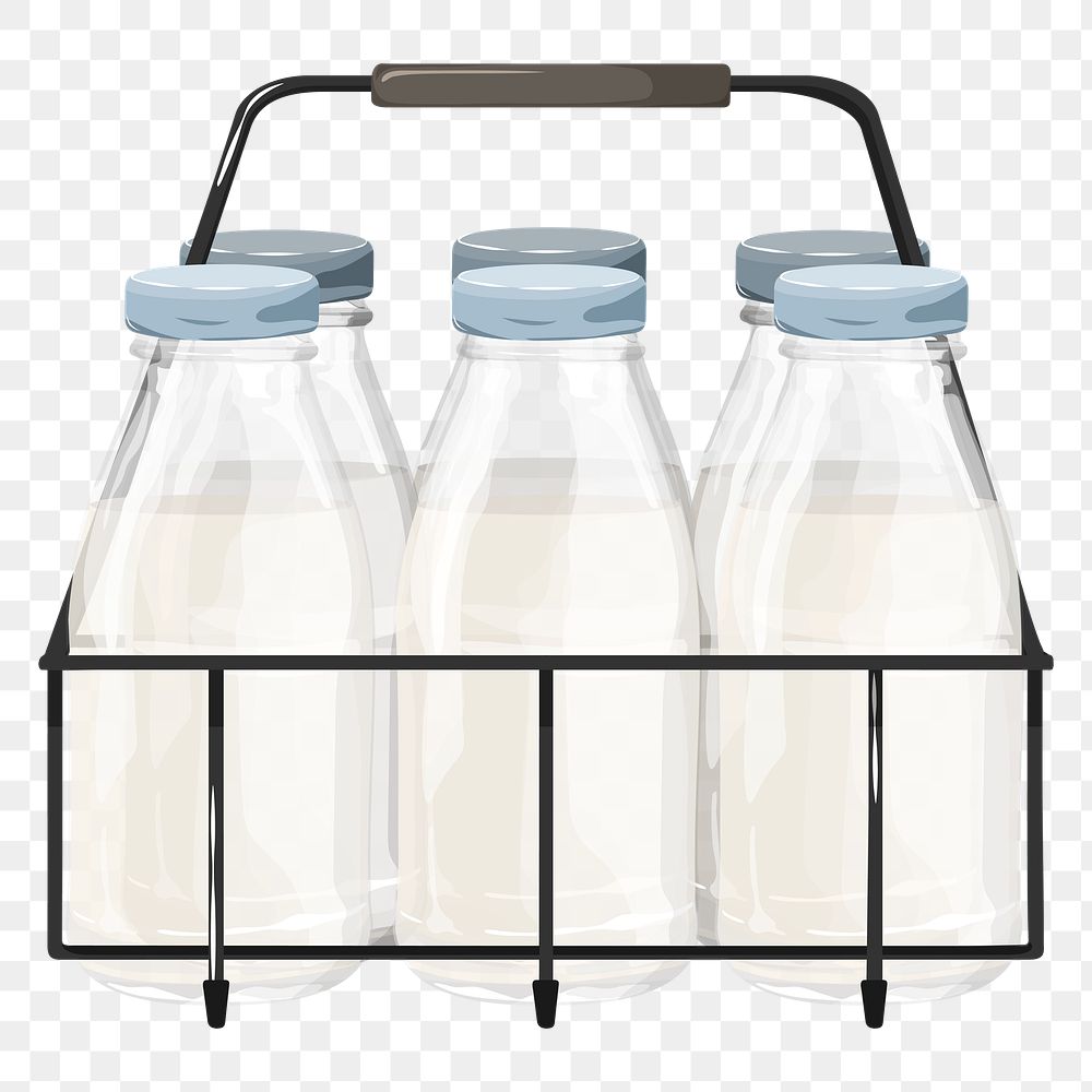 Milk bottles png carrier,  transparent background