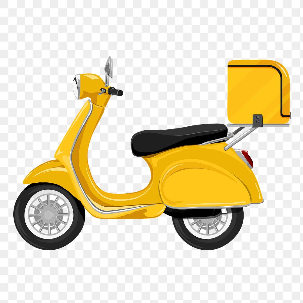 Yellow scooter png delivery service illustration, transparent background