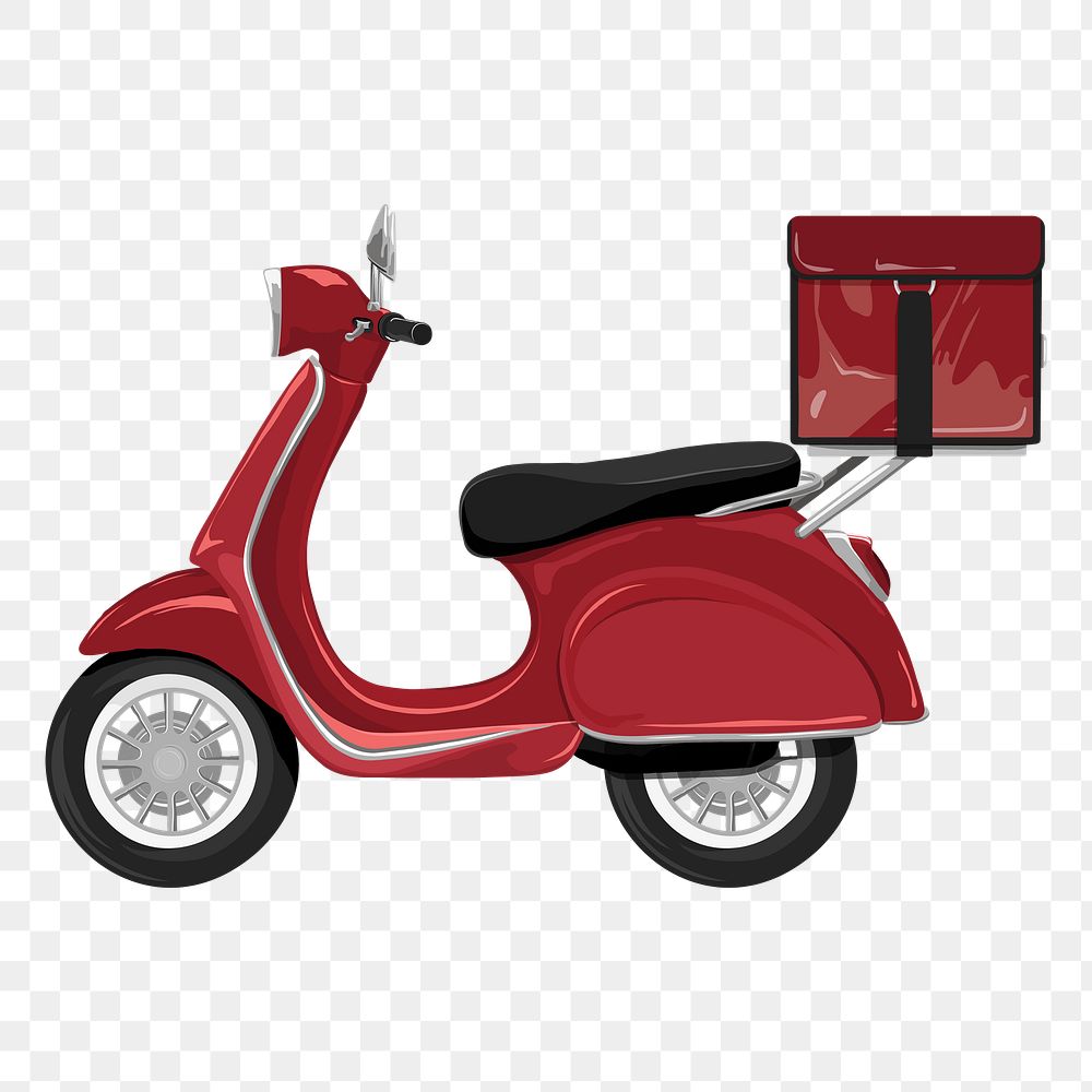 Red scooter png delivery service illustration, transparent background