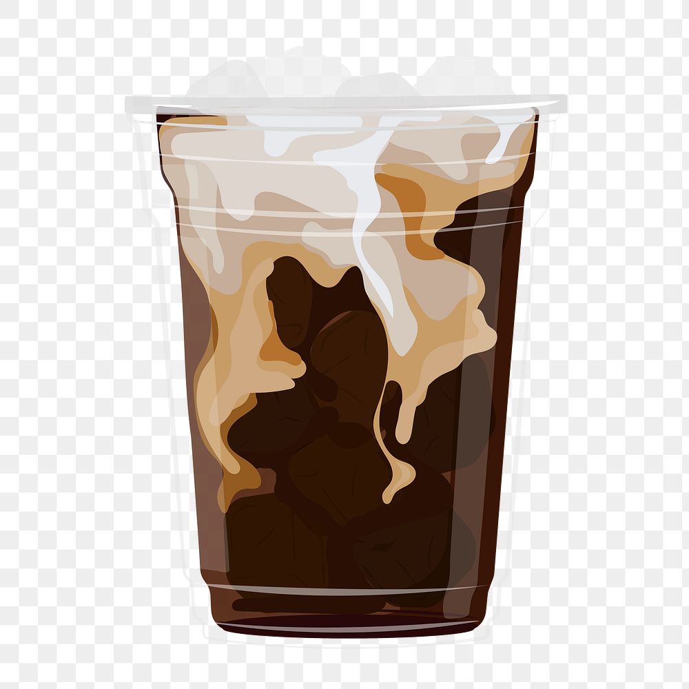 PNG iced latte coffee, transparent background
