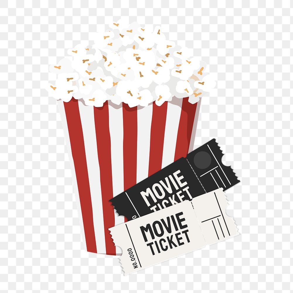 Movie popcorn png date night illustration, transparent background