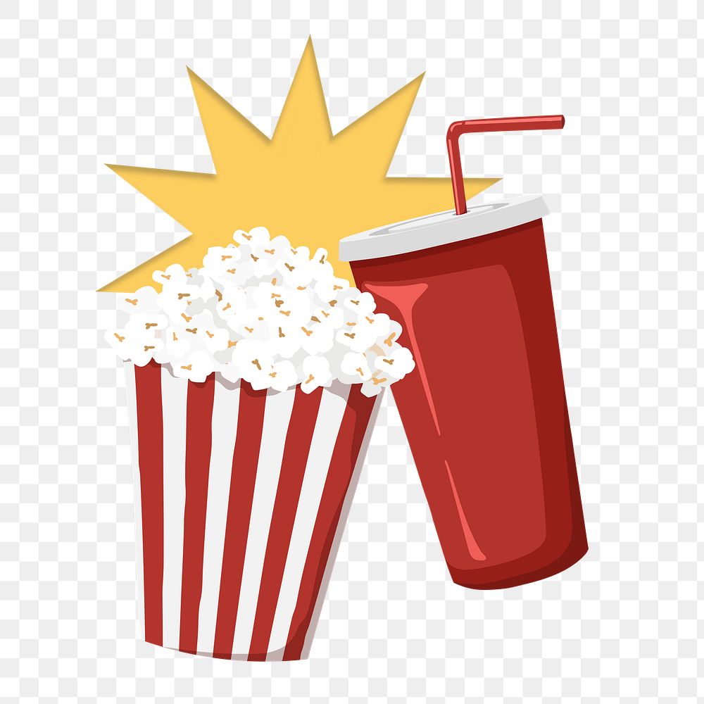 Popcorn movie png snack, transparent background