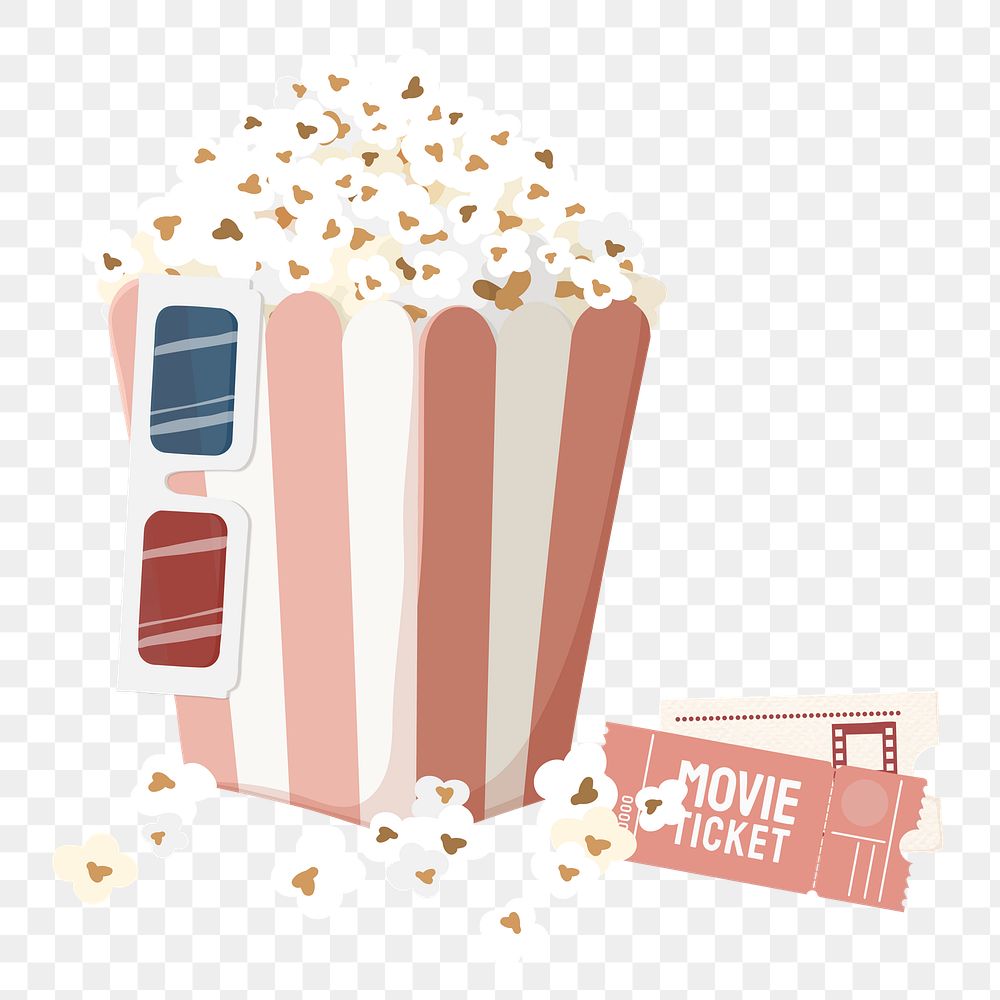 Movie night png aesthetic entertainment illustration, transparent background