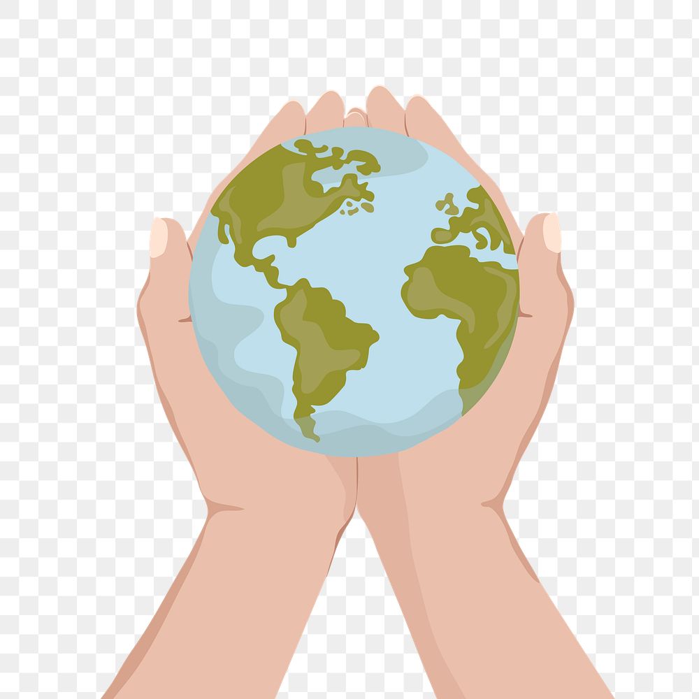 Save the earth png environmentalist hand illustration, transparent background