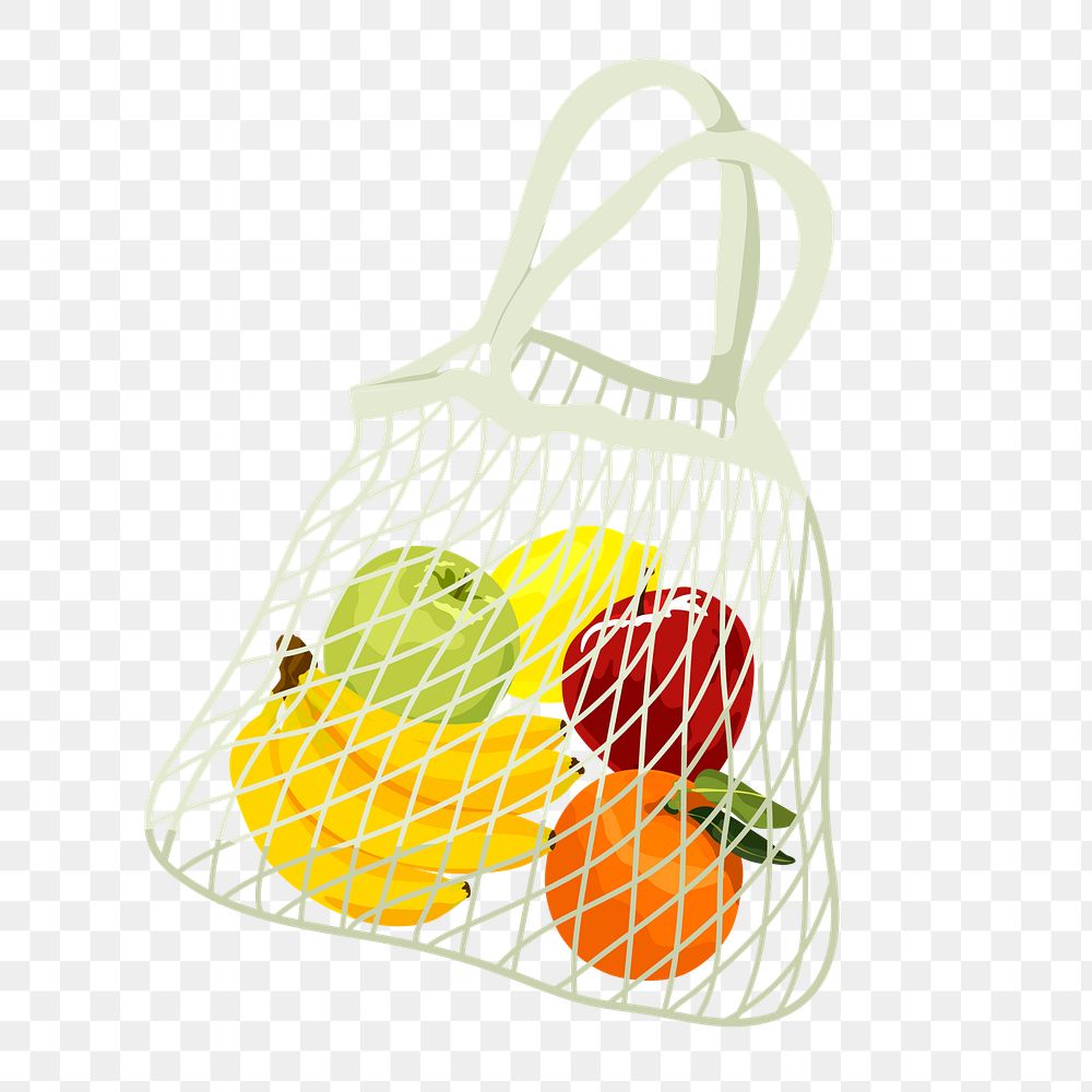 Healthy png grocery bag, transparent background