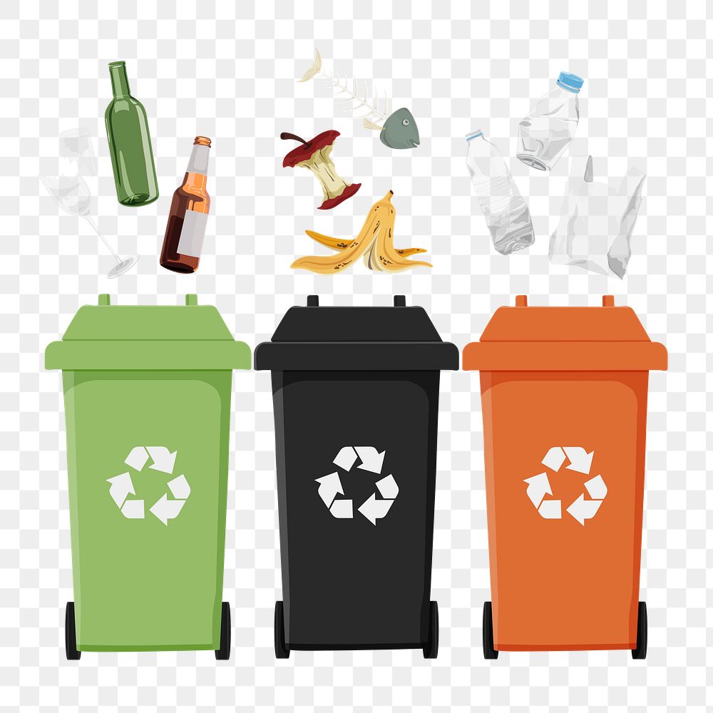 Recycling bins png environment illustration, transparent background