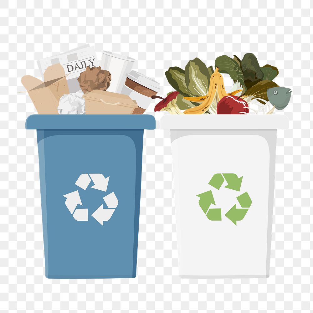Recycling bins png environment illustration, transparent background
