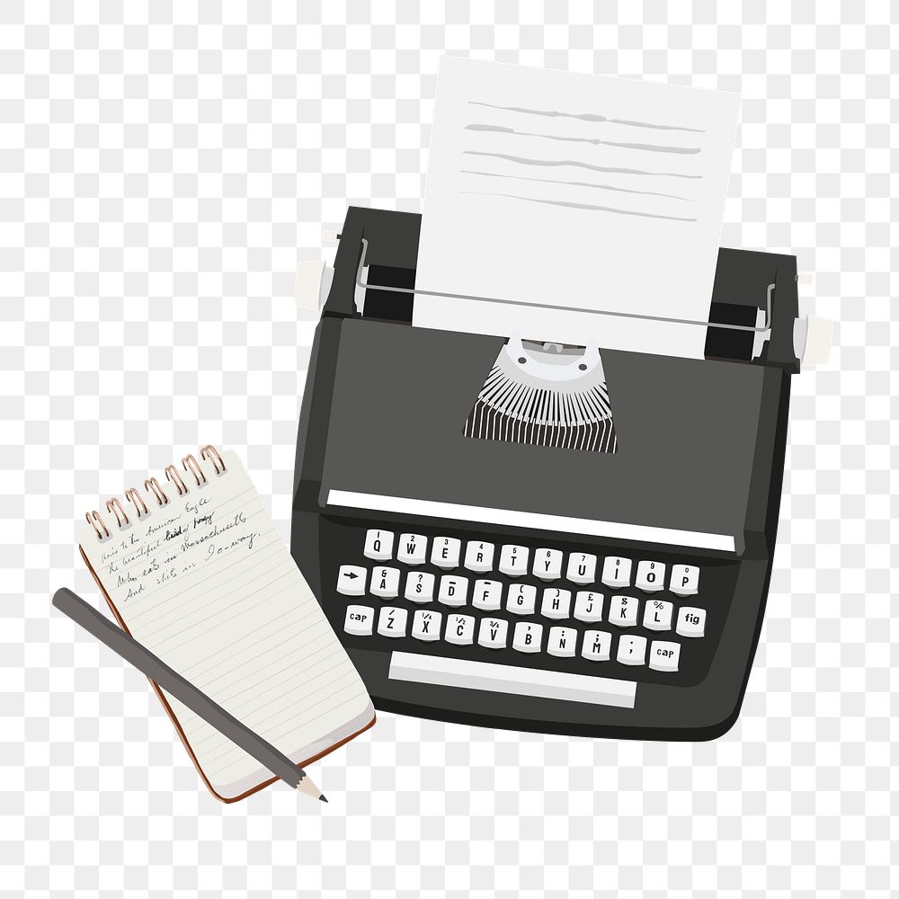 Retro typewriter png aesthetic, transparent background