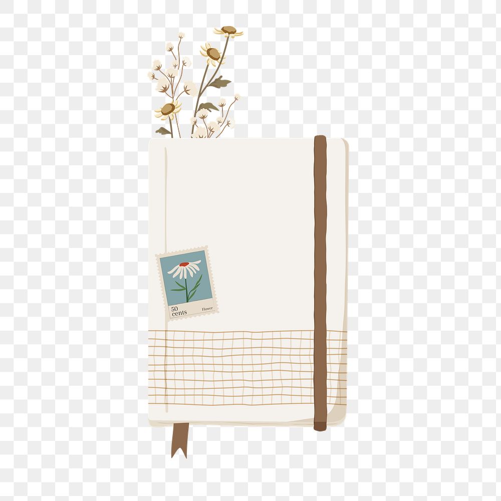 Floral journal png aesthetic, transparent background