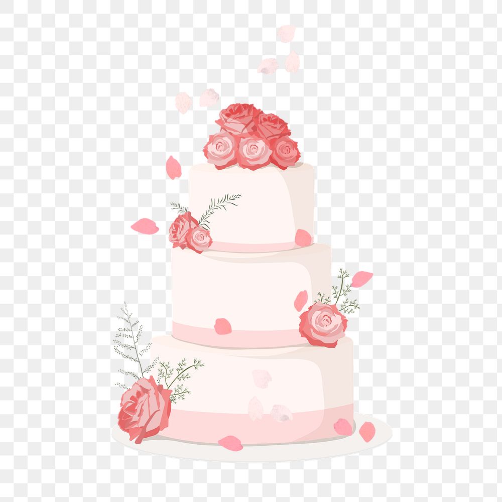 Pink floral png wedding cake, transparent background