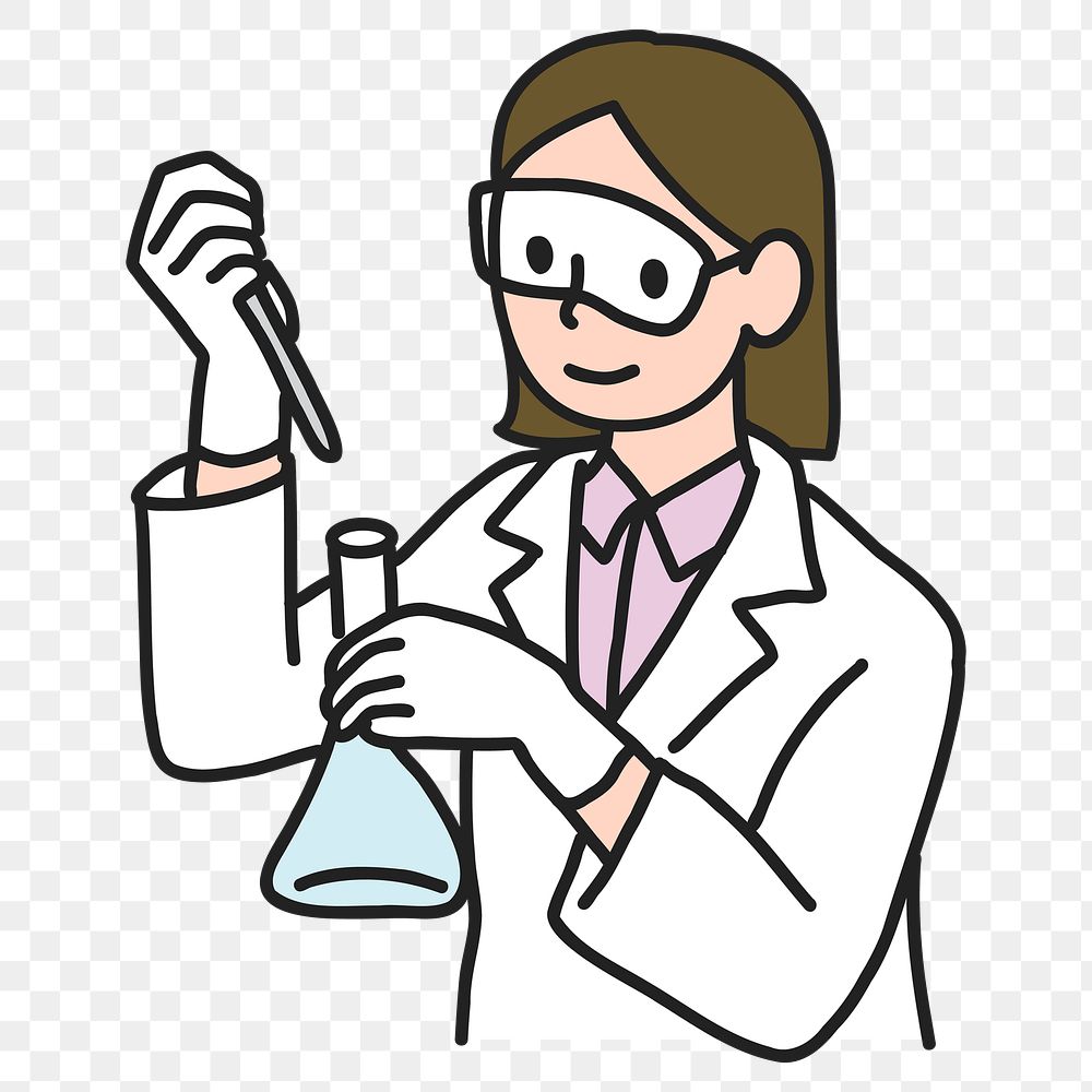 PNG Young female scientist working in lab, collage element, transparent background