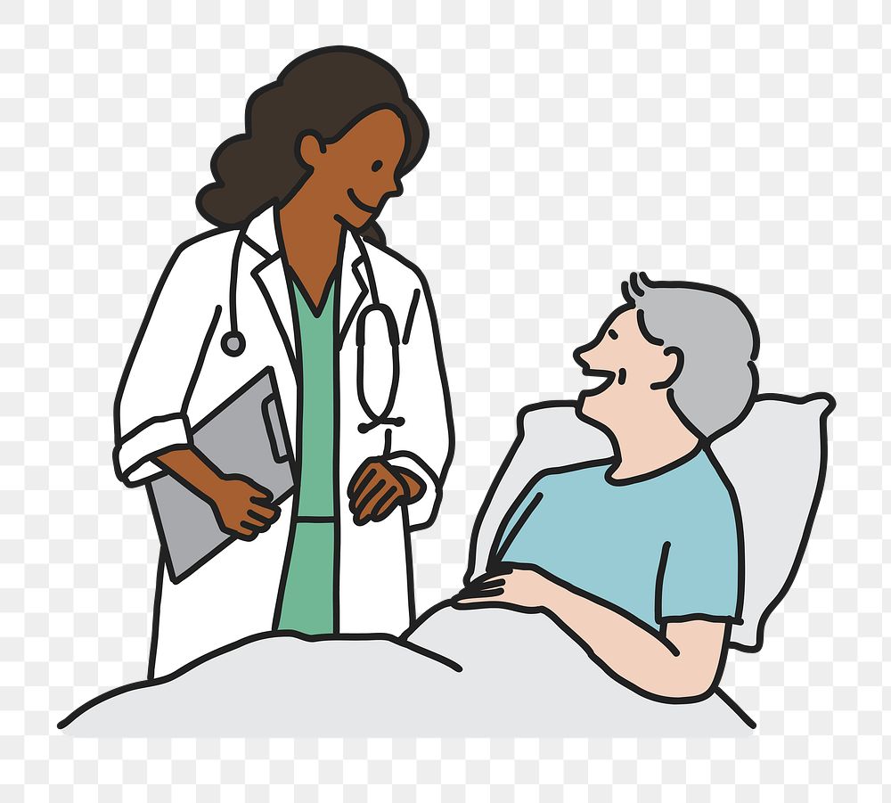 PNG Doctor visiting patient in hospital, collage element, transparent background