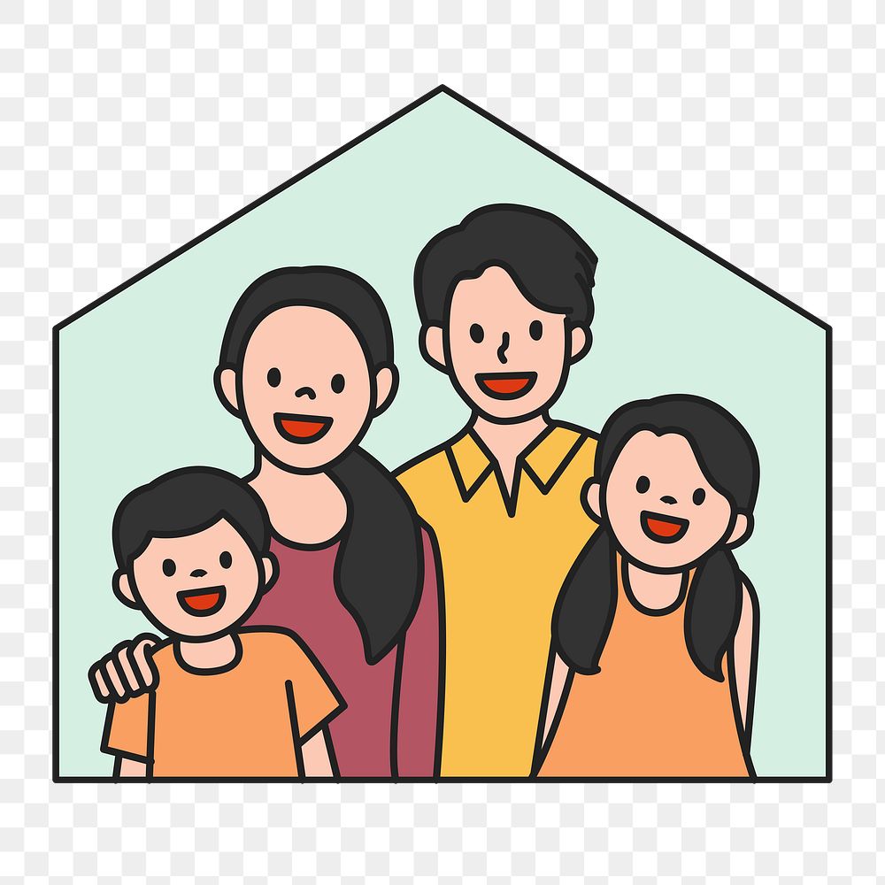 PNG Happy home family sticker, transparent background
