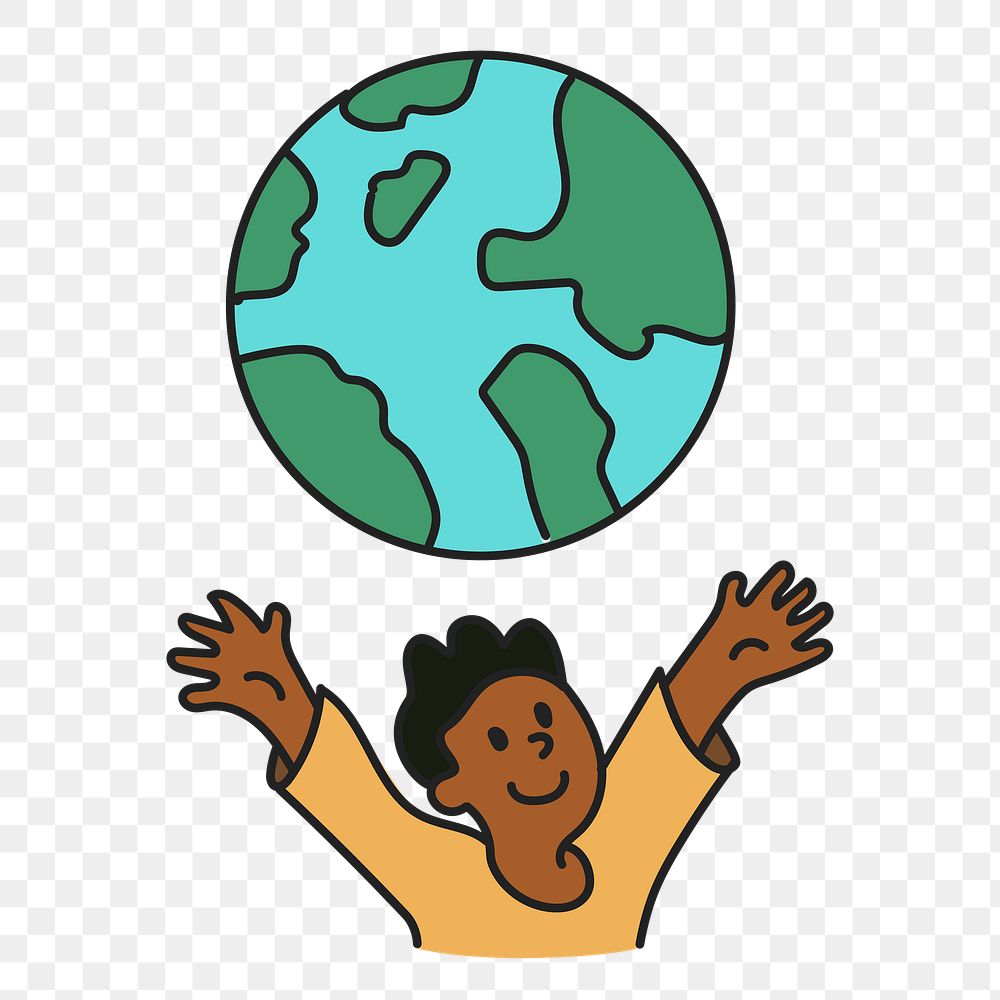 PNG Kid save the planet sticker, transparent background