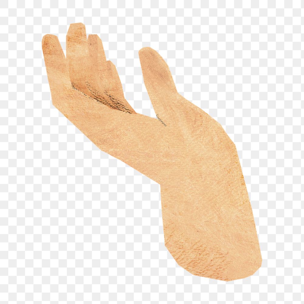 PNG Palm hand gesture, paper craft element, transparent background